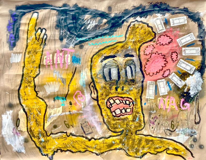 Untitled, 2024 Mixed media collage on paper 44 × 35