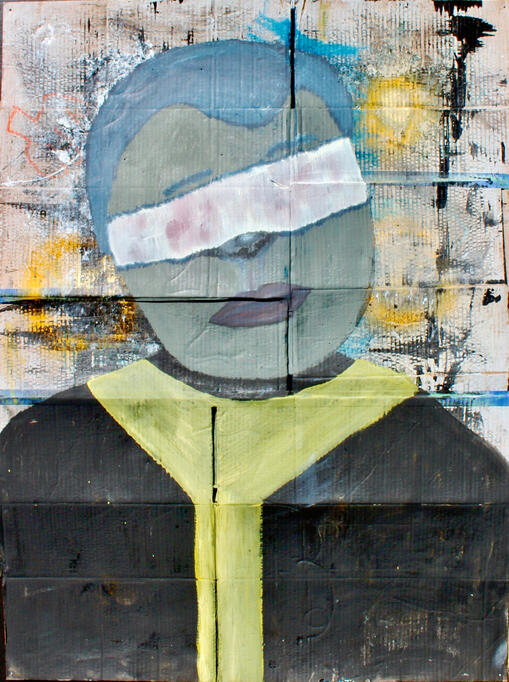 Untitled, 2023 Mixed media on cardboard 42 × 32